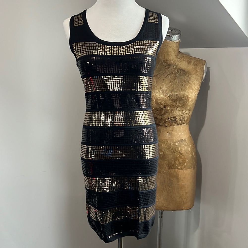 Black and Gold sequin dress